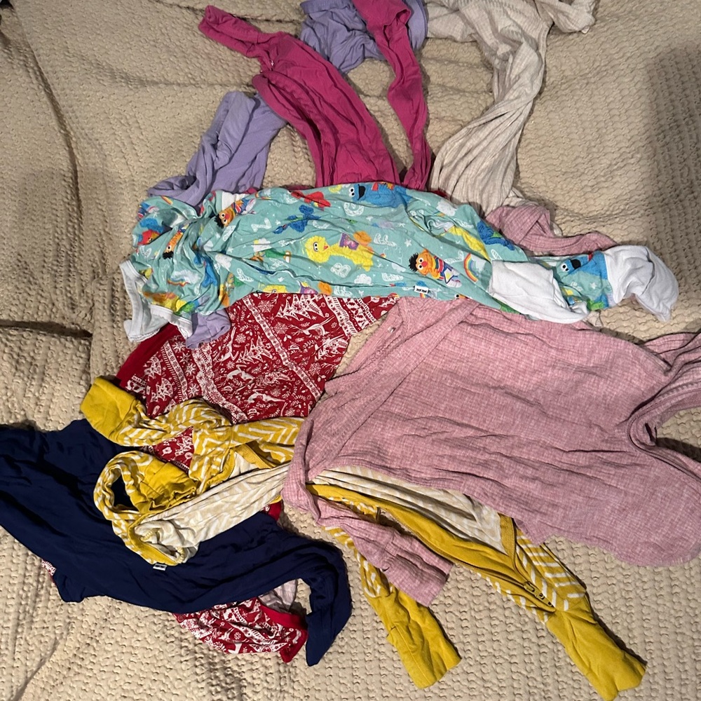 8 pairs of Little Sleepies Crescent and Front Zip Bundle mostly 6-12m